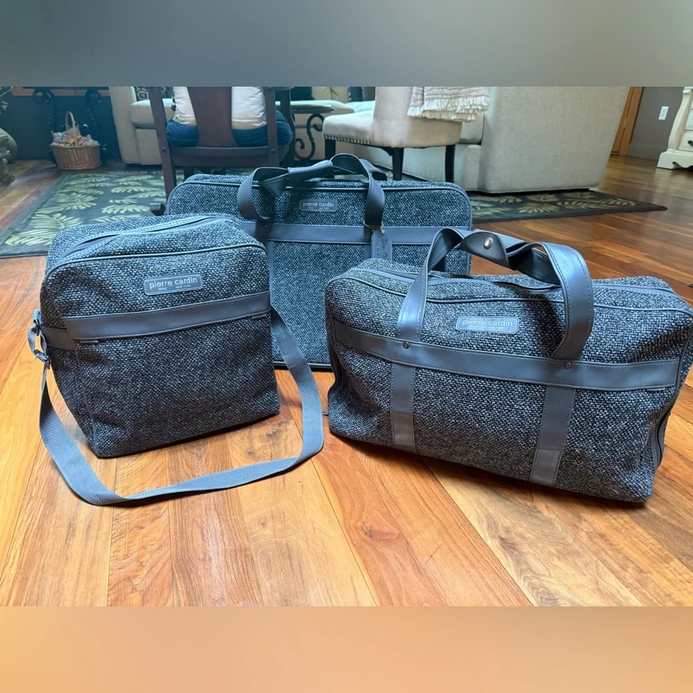 Pierre Cardin‎ 3 Piece Travel Bag Suitcase Set in Grey Tweed